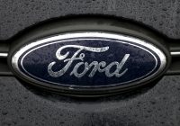 The Ford logo is pictured at the Ford Motor Co plant in Genk